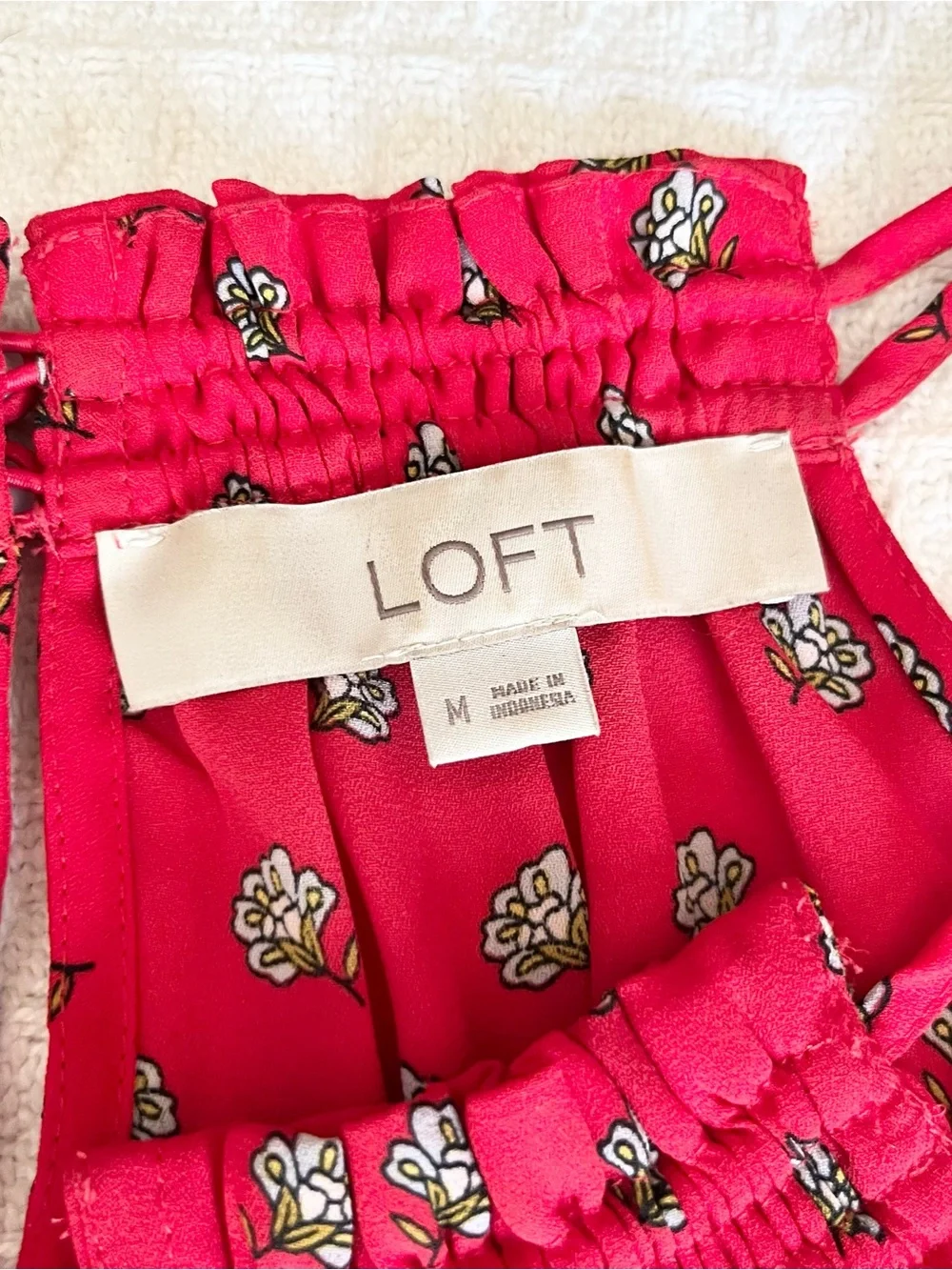 LOFT red Floral Halter Peplum Top size medium